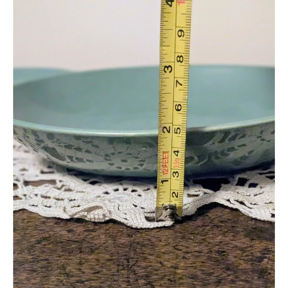 Vintage Taylor Smith Taylor Pebbleford Teal Oval Vegetable Bowl & Saucer,...